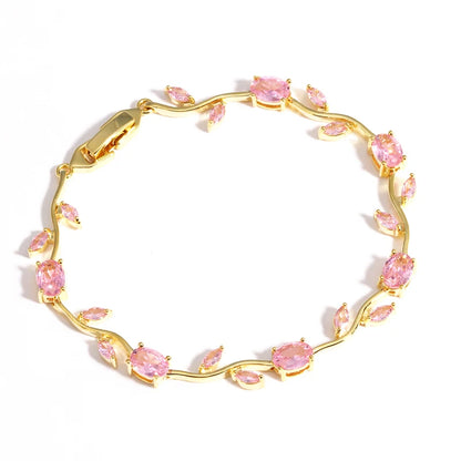 Pulsera Floral Rosa con Zirconias